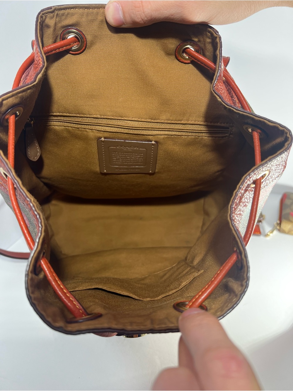 Coach Strawberry Print Signature Backpack with Wallet & Card Case - Red/Tan - Picture 5 of 16